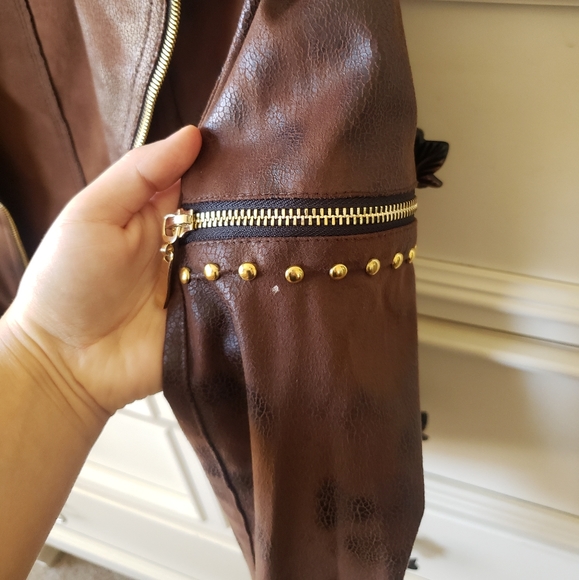 Lena Gabrielle Brown Moto Jacket - Picture 8 of 10